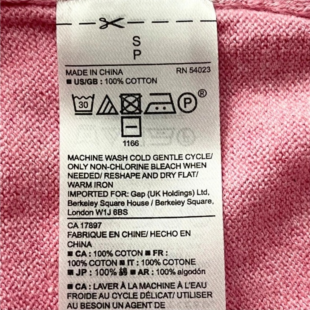 Gap Mens Pink V-Neck‎ Sweater 100% Cotton Heathered Knit Sz S NEW Classic Basic - Picture 6 of 8